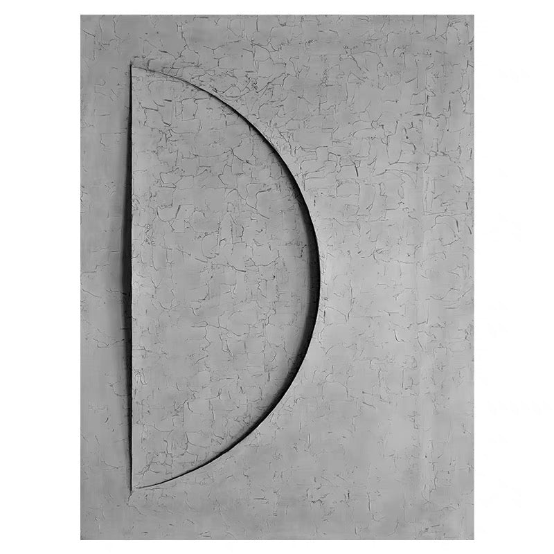Contemporary Grey Moon Abstract Oil Painting for Modern Home Decor