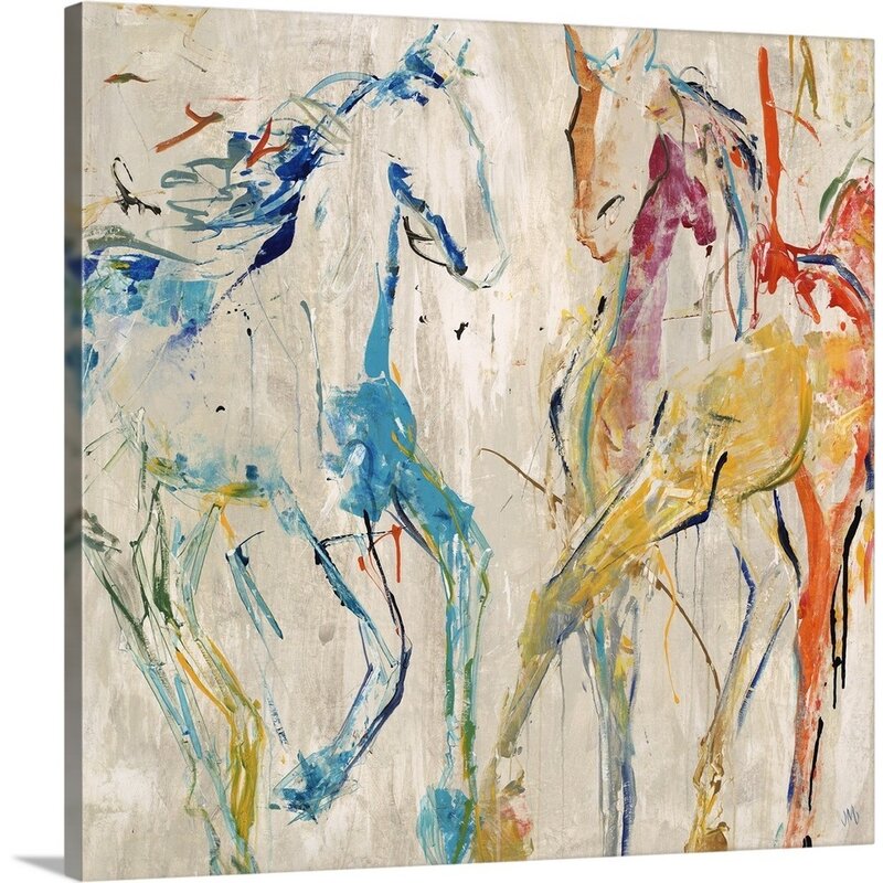 Vibrant Horse Dance Abstract Oil Painting for Equine Art Enthusiasts