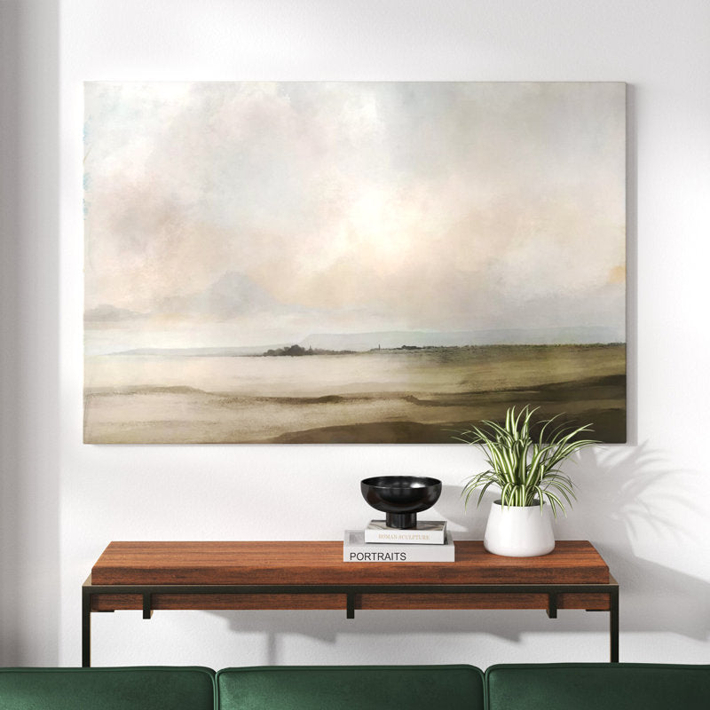 Serene Coastal Landscape Oil Painting - Dan Hobday Wrapped Canvas Art Print