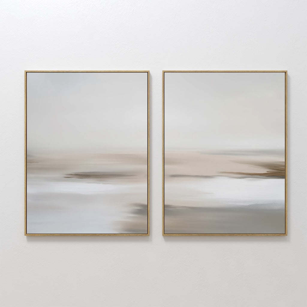 Serene Abstract Oil Paintings Duo for Calming Home Decor
