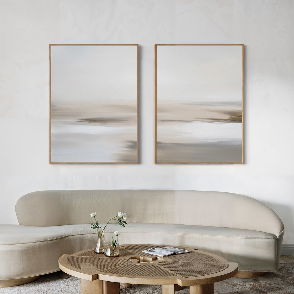 Serene Abstract Oil Paintings Duo for Calming Home Decor