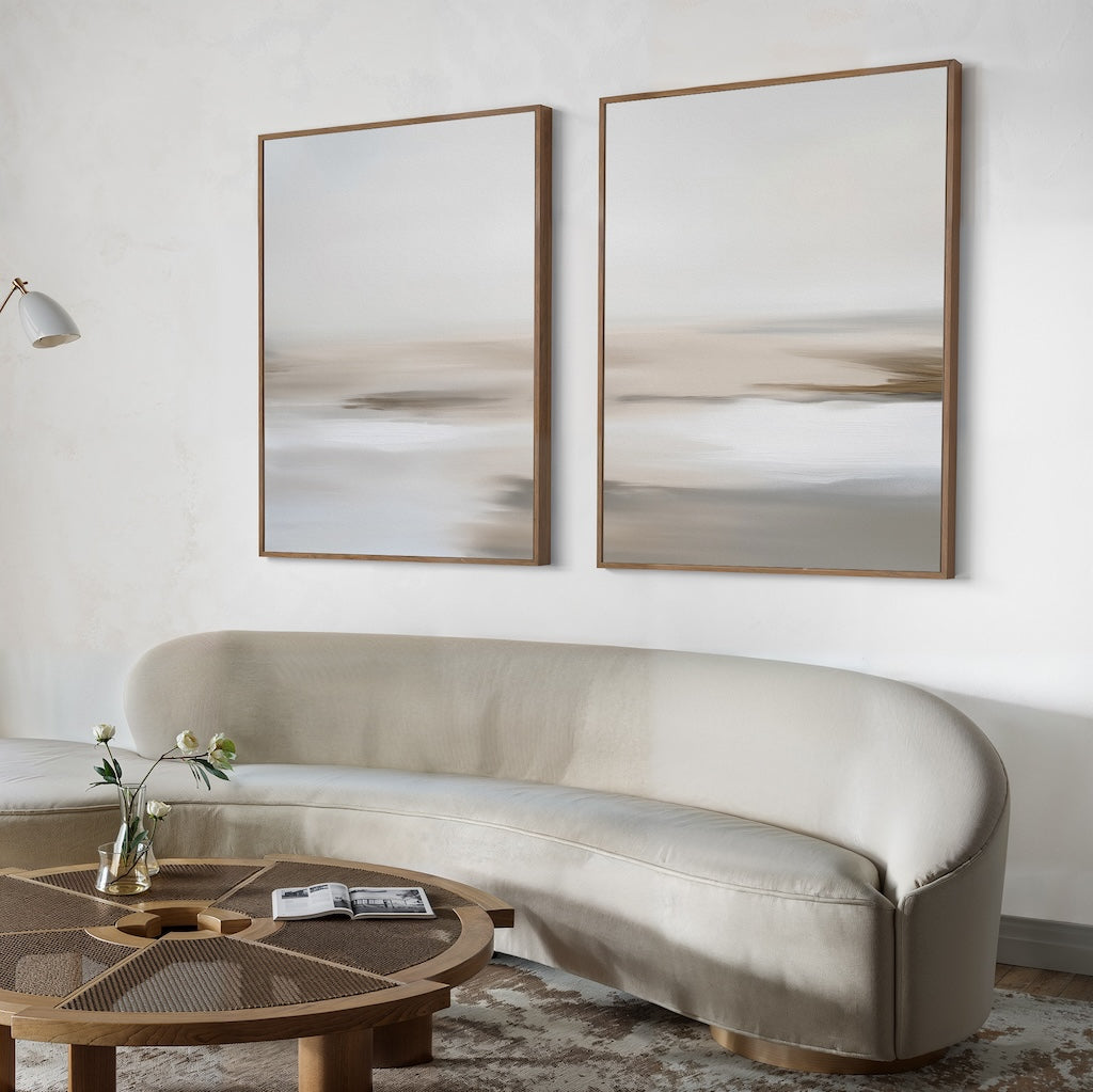 Serene Abstract Oil Paintings Duo for Calming Home Decor