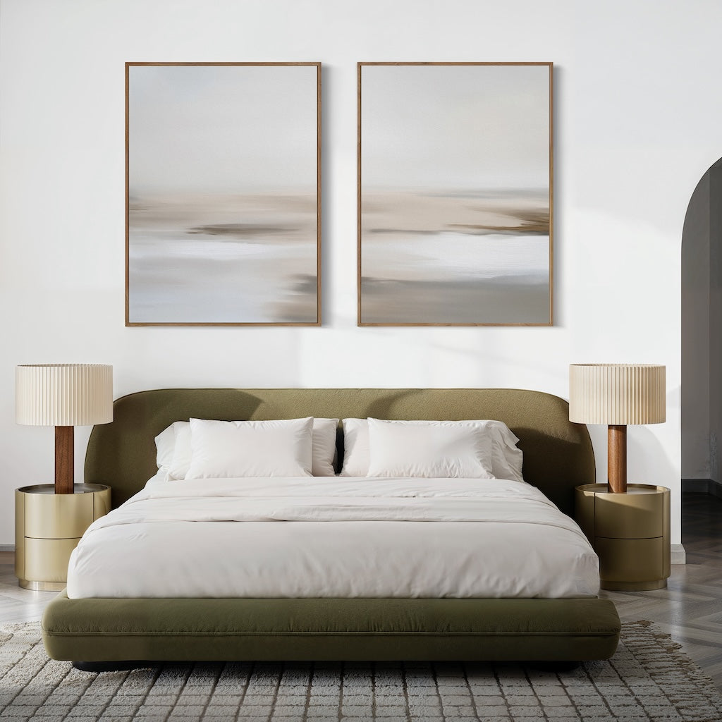 Serene Abstract Oil Paintings Duo for Calming Home Decor