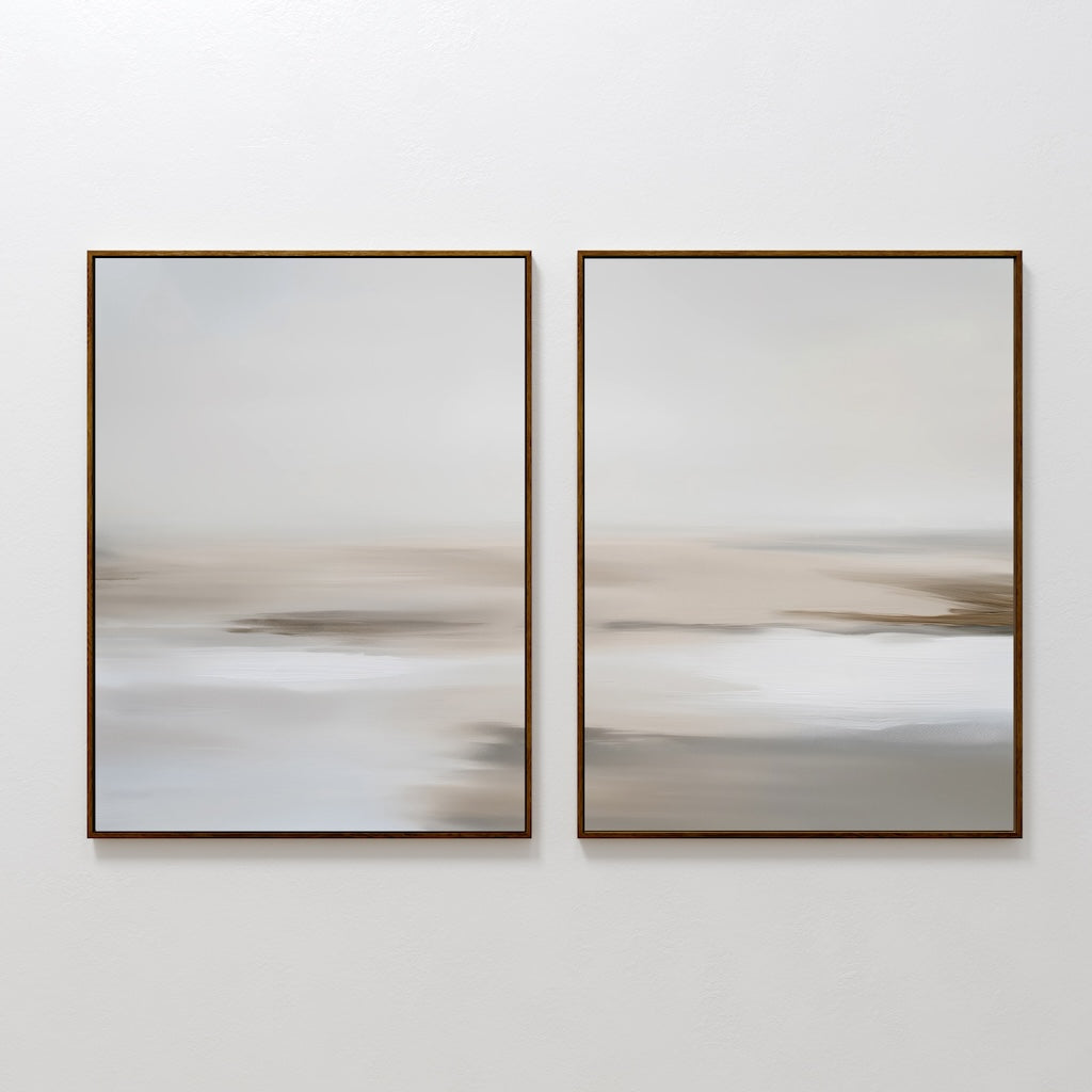 Serene Abstract Oil Paintings Duo for Calming Home Decor