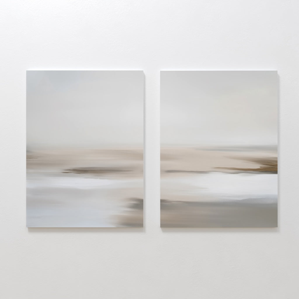 Serene Abstract Oil Paintings Duo for Calming Home Decor