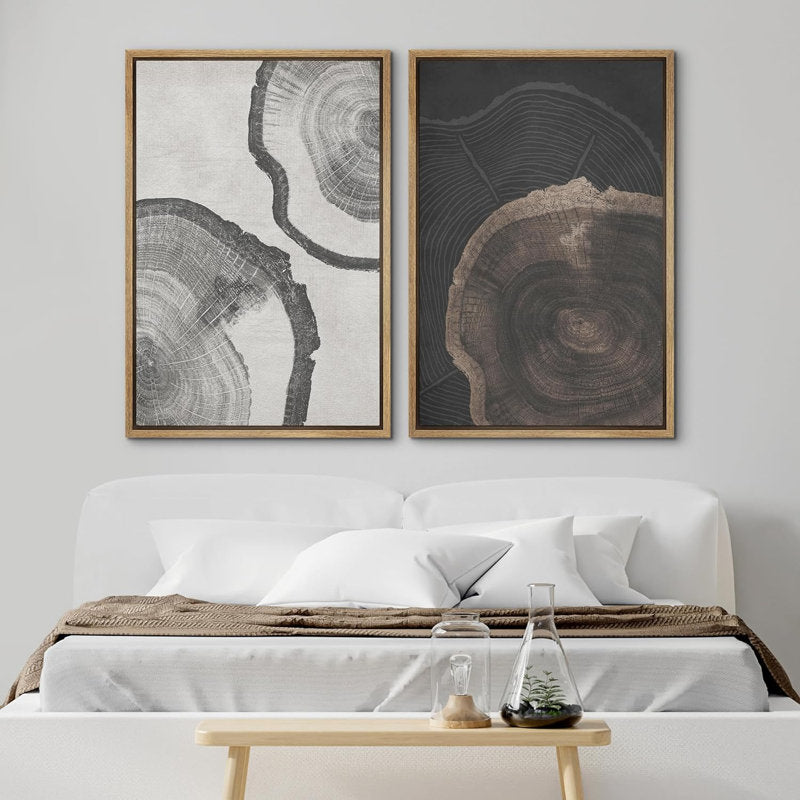 Abstract Tree Rings Wall Art - Minimalist Black and White Decor for Modern Spaces