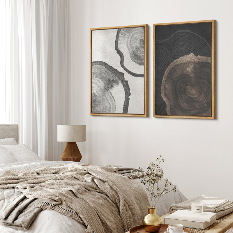 Abstract Tree Rings Wall Art - Minimalist Black and White Decor for Modern Spaces
