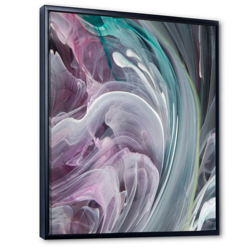 Turquoise and Purple Flowing Abstract Oil Painting for Modern Decor