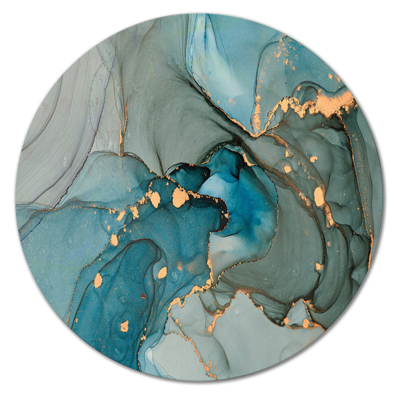 Turquoise and Gold Abstract Marble Wall Art for Elegant Home Décor