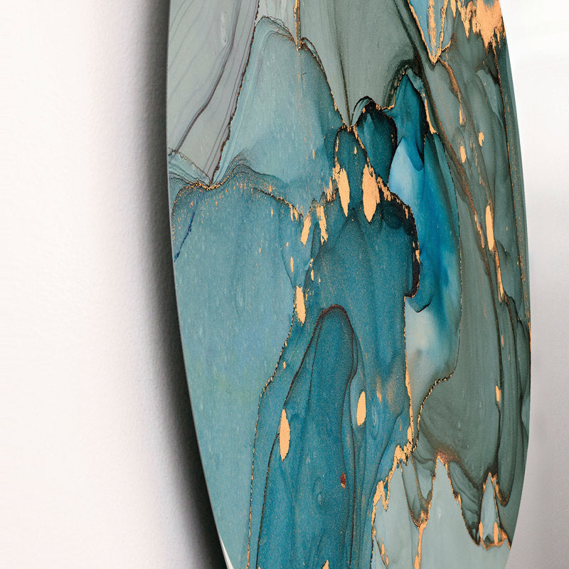 Turquoise and Gold Abstract Marble Wall Art for Elegant Home Décor