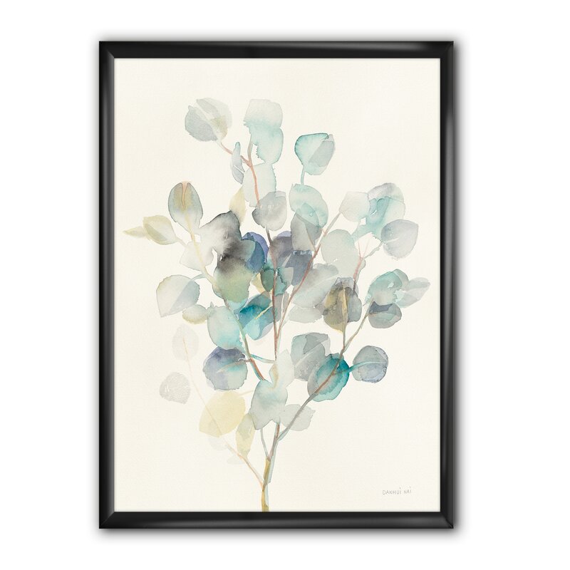 Eucalyptus Leaves in Soft Blues - Elegant Oil Painting for Modern Home Décor