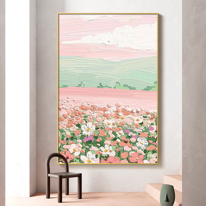 Pink Meadow Simple Beauty Soft Accent Oil Painting