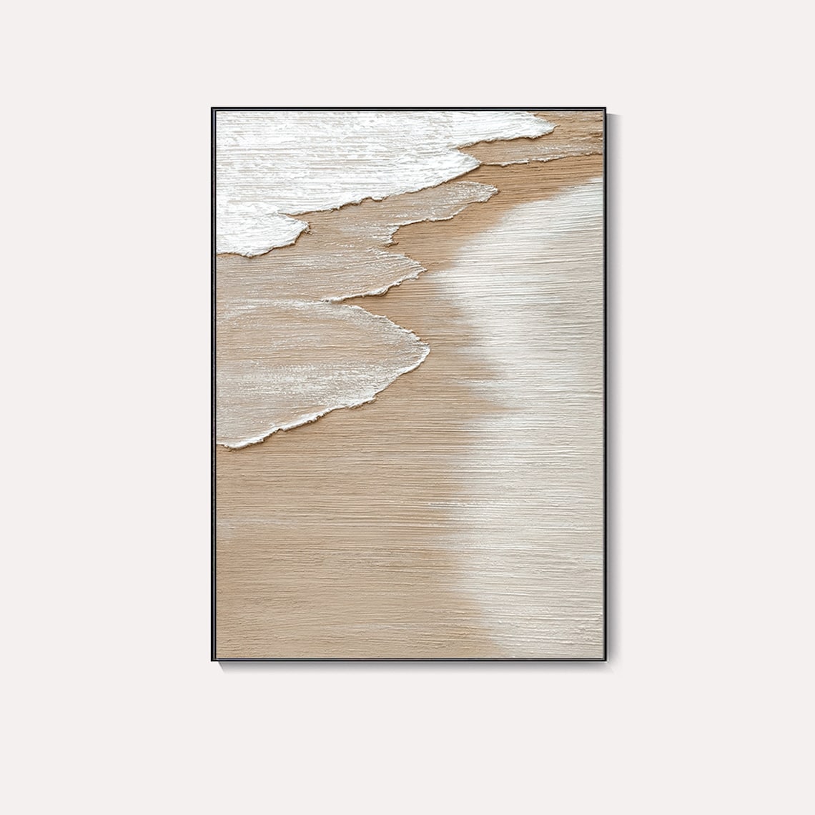 Serene Beach Waves Oil Painting for Tranquil Home Decor