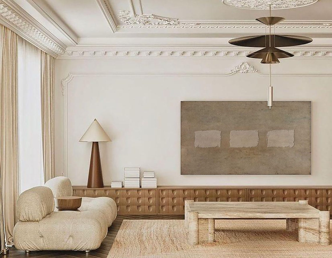 Serene Minimalist Abstract Oil Painting for Elegant Home Decor