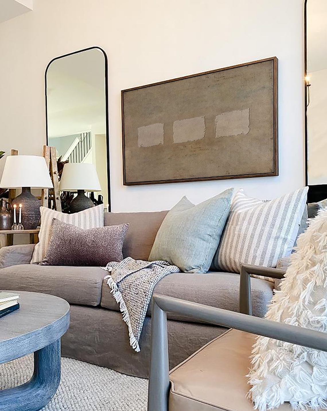 Serene Minimalist Abstract Oil Painting for Elegant Home Decor