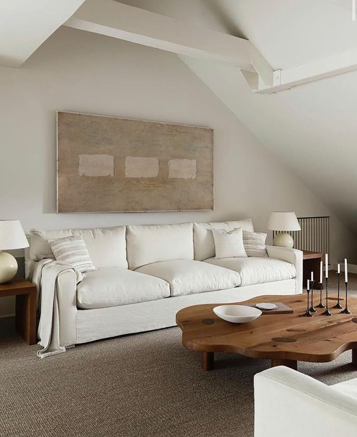 Serene Minimalist Abstract Oil Painting for Elegant Home Decor