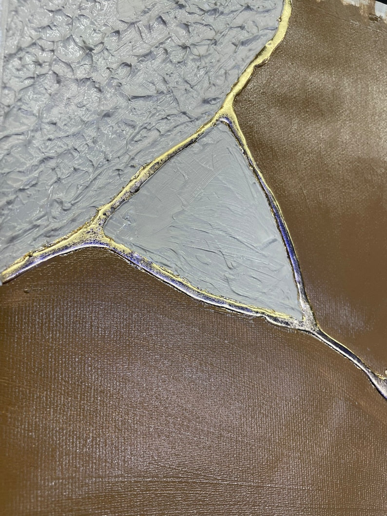 Elegant Metallic Geode Oil Painting for Modern Home Décor