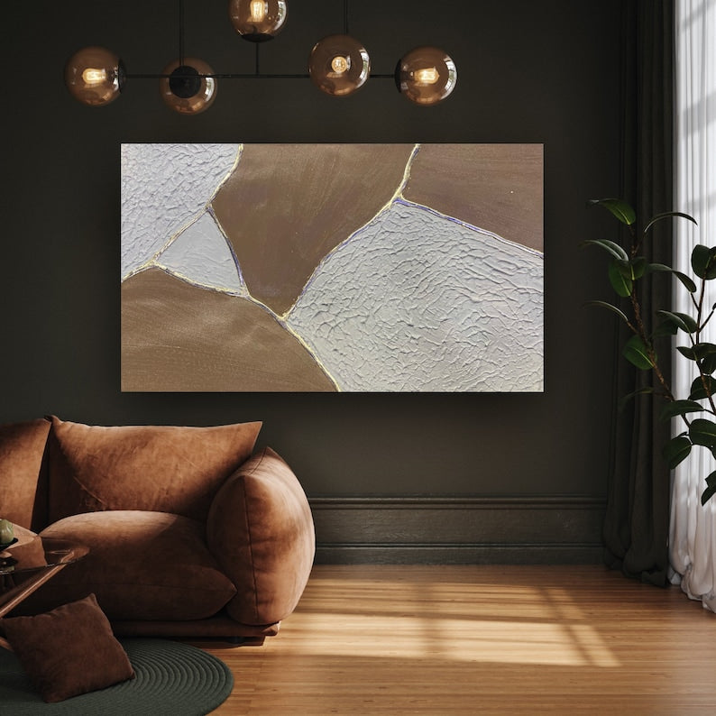 Elegant Metallic Geode Oil Painting for Modern Home Décor