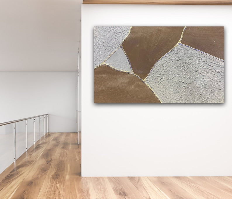 Elegant Metallic Geode Oil Painting for Modern Home Décor