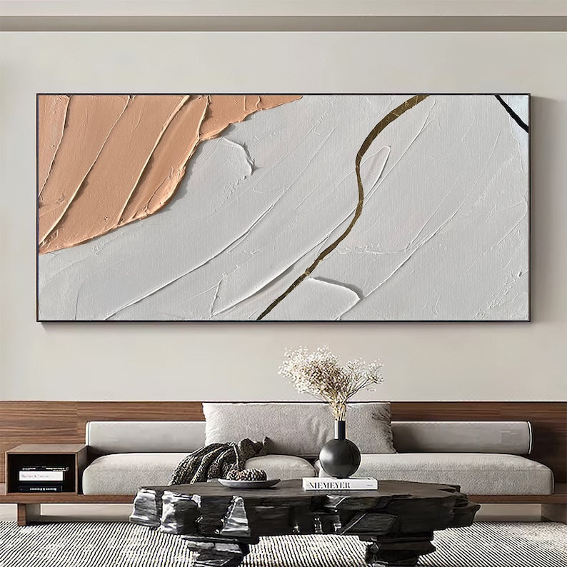 Abstract Coastal Oil Painting - Minimalist Serenity for Relaxing Home Decor