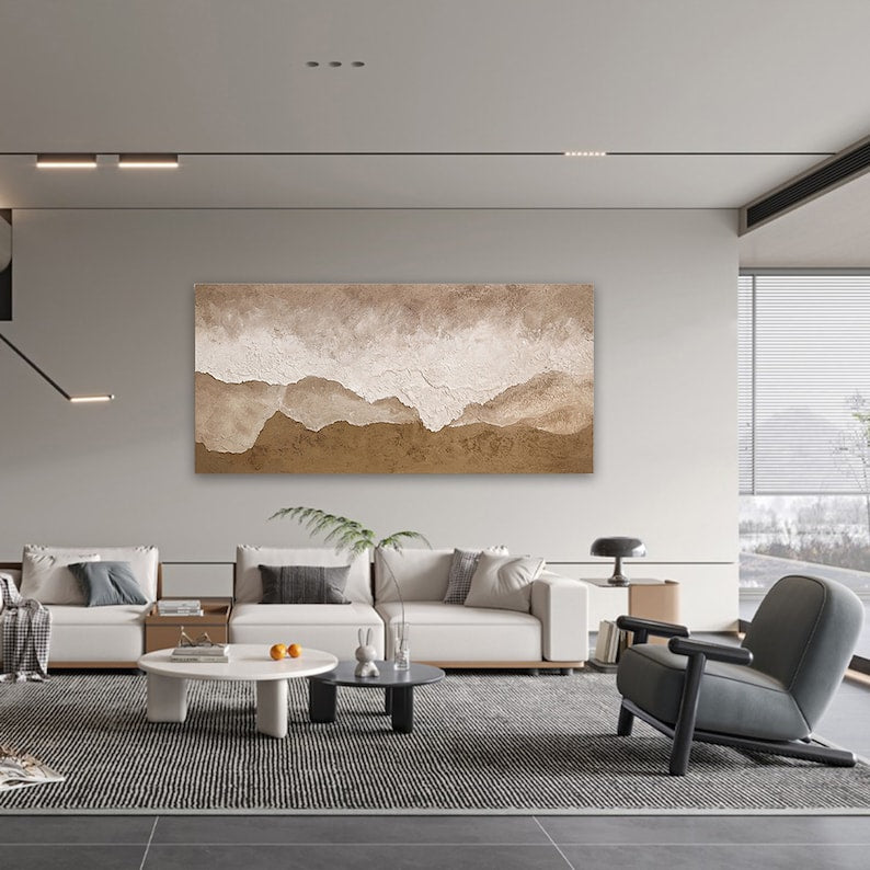 Serene Landscape Oil Painting with Earthy Tones for Elegant Home Decor