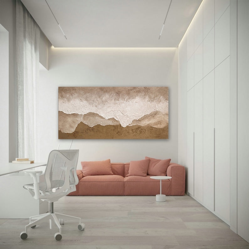 Serene Landscape Oil Painting with Earthy Tones for Elegant Home Decor