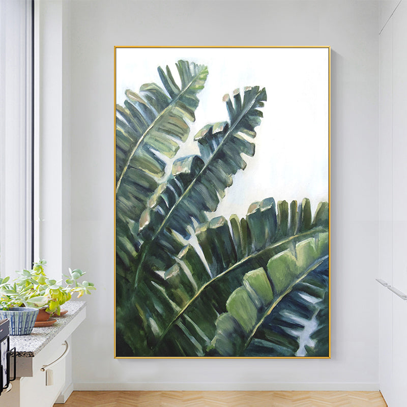 Vertical Palm Leaves Accent California Style Oil Painting