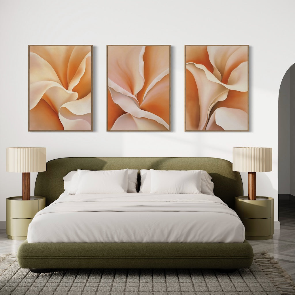 Elegant Floral Triptych Oil Painting for Modern Home Decor