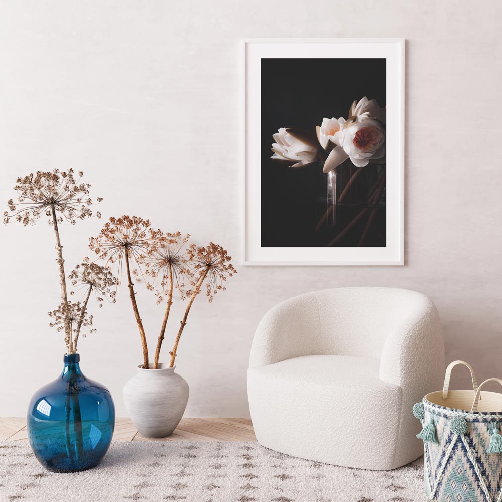 Elegant White Water Lilies Oil Painting for Home or Office Decor