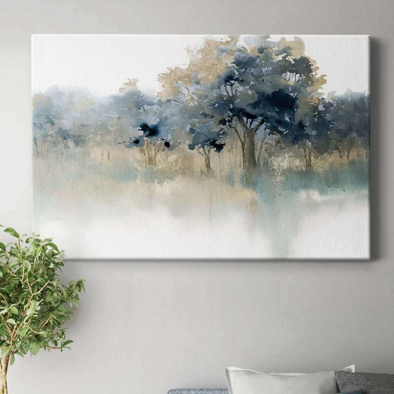 Tranquil Landscape at Water's Edge: Serene Oil Painting of Nature's Beauty