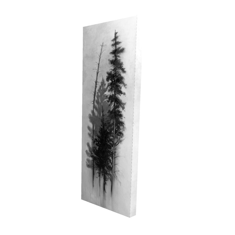 Elegant Silhouette of Trees in Monochrome Oil Painting for Modern Decor