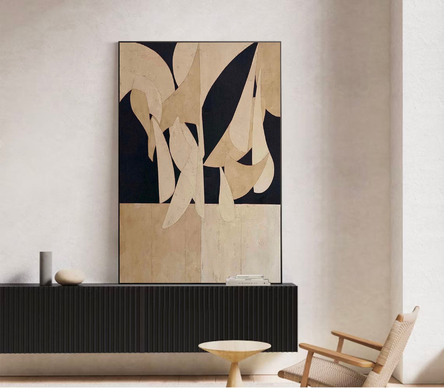 Elegant Minimalist Abstract Oil Painting for Modern Home Decor