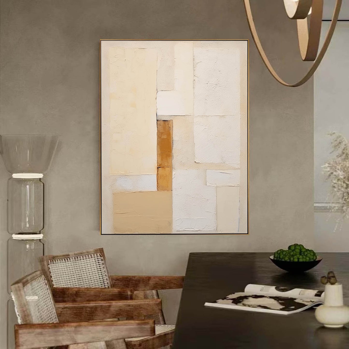 Elegant Minimalist Geometric Oil Painting for Modern Home Decor