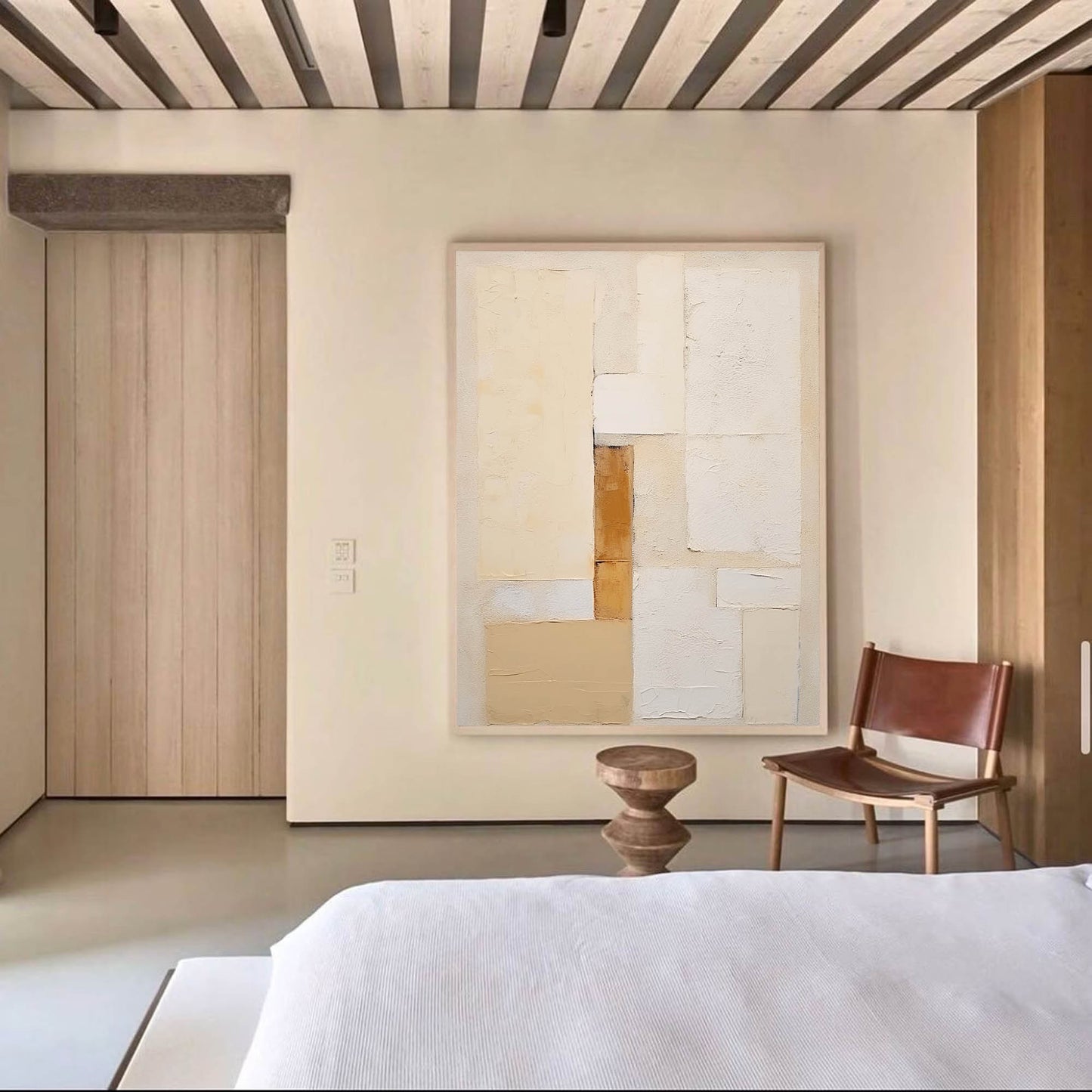 Elegant Minimalist Geometric Oil Painting for Modern Home Decor