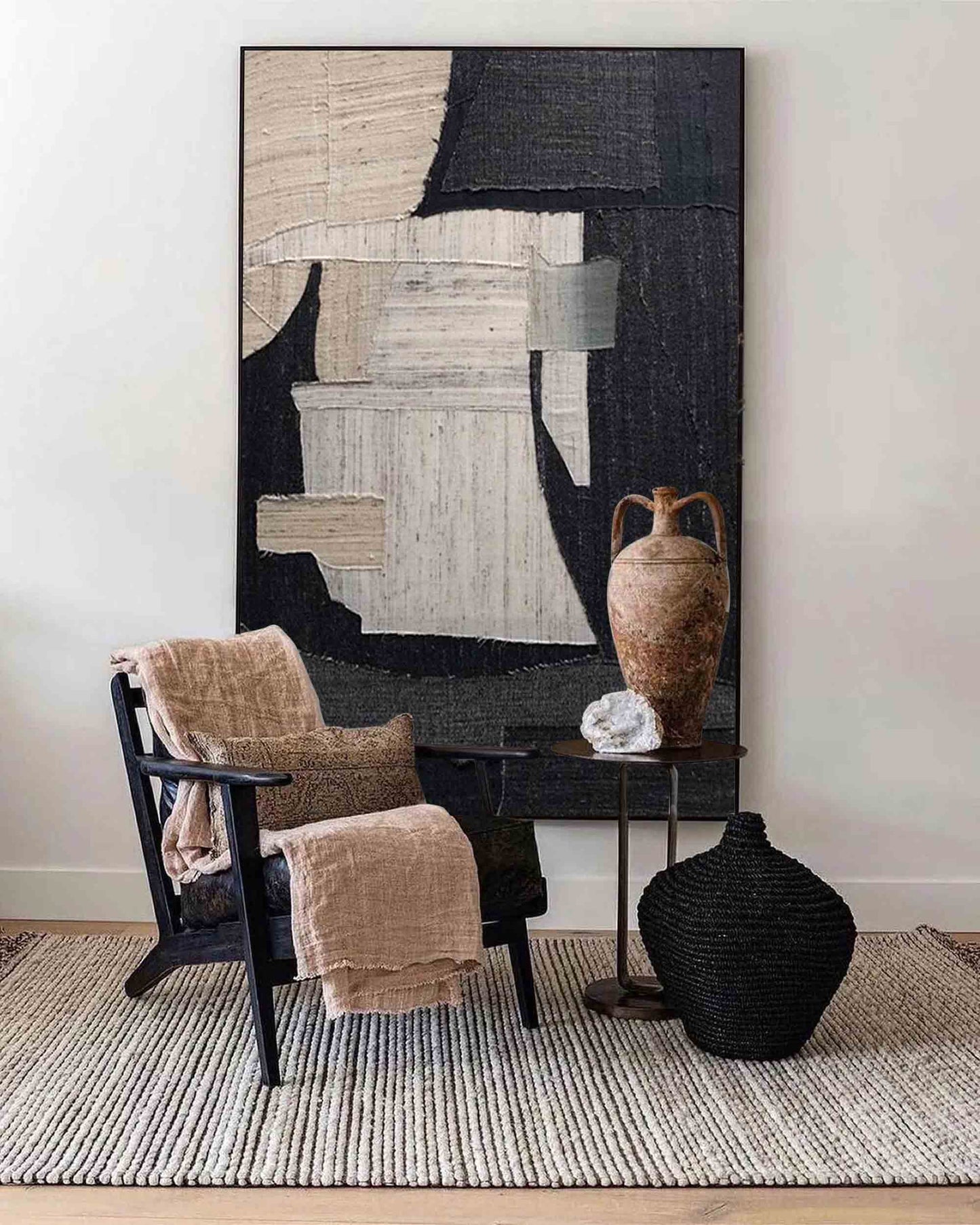 Contemporary Minimalist Geometric Oil Painting for Modern Home Decor