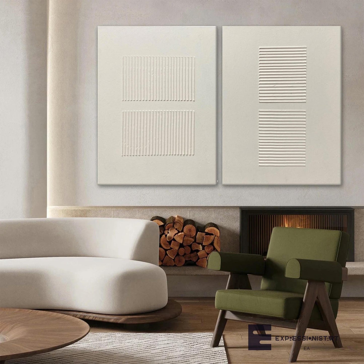 Contemporary Minimalist Textured Abstract Oil Painting for Modern Decor