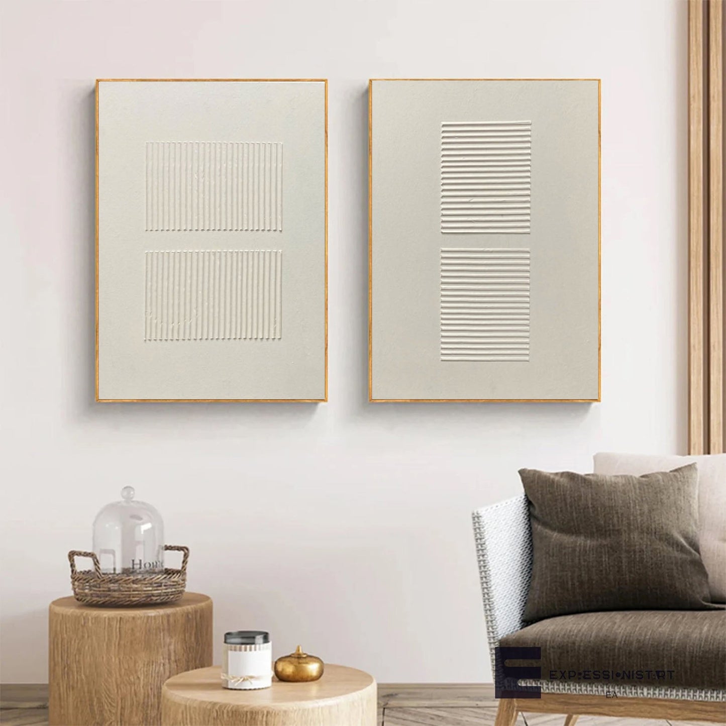 Contemporary Minimalist Textured Abstract Oil Painting for Modern Decor