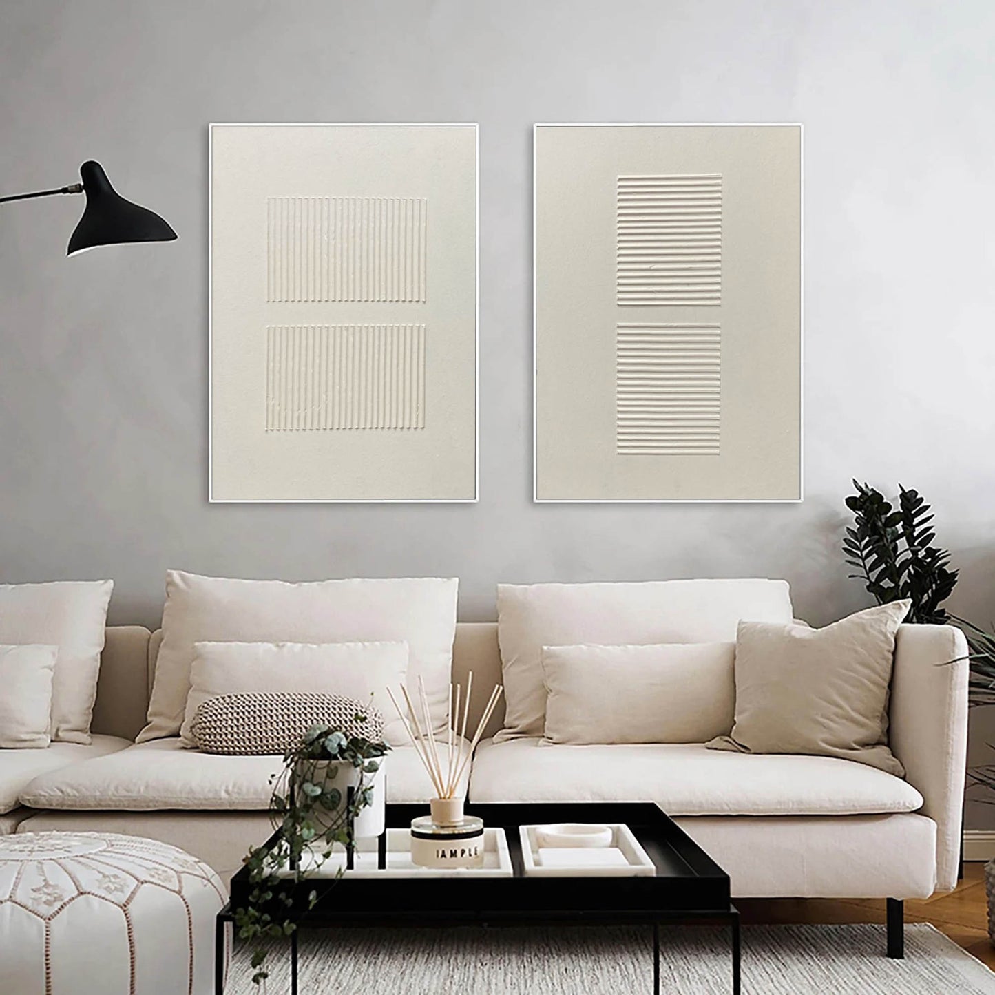 Contemporary Minimalist Textured Abstract Oil Painting for Modern Decor