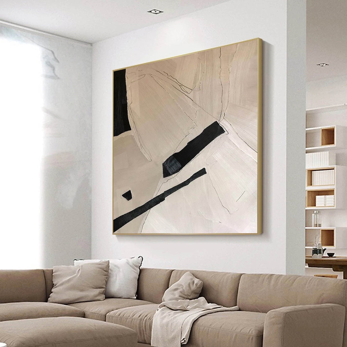 Contemporary Minimalist Geometric Oil Painting for Modern Art Lovers