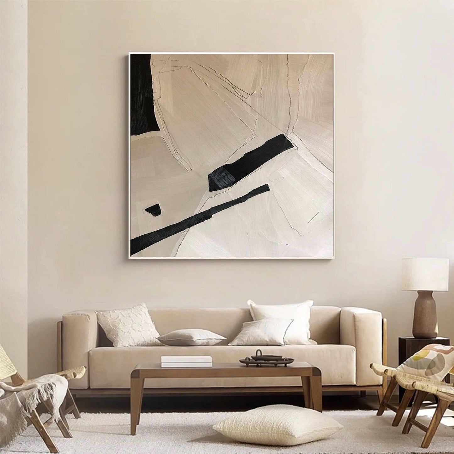 Contemporary Minimalist Geometric Oil Painting for Modern Art Lovers