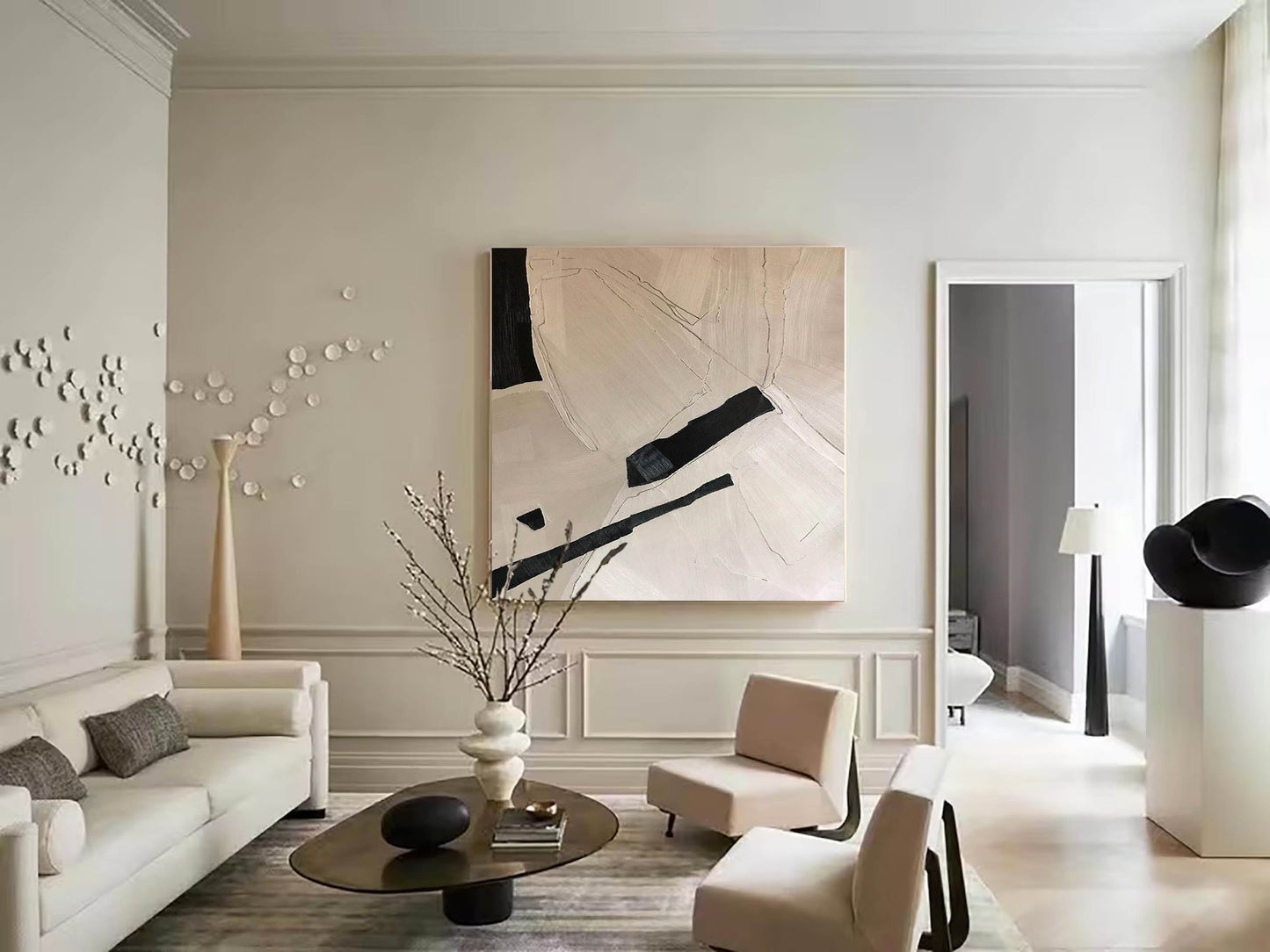 Contemporary Minimalist Geometric Oil Painting for Modern Art Lovers