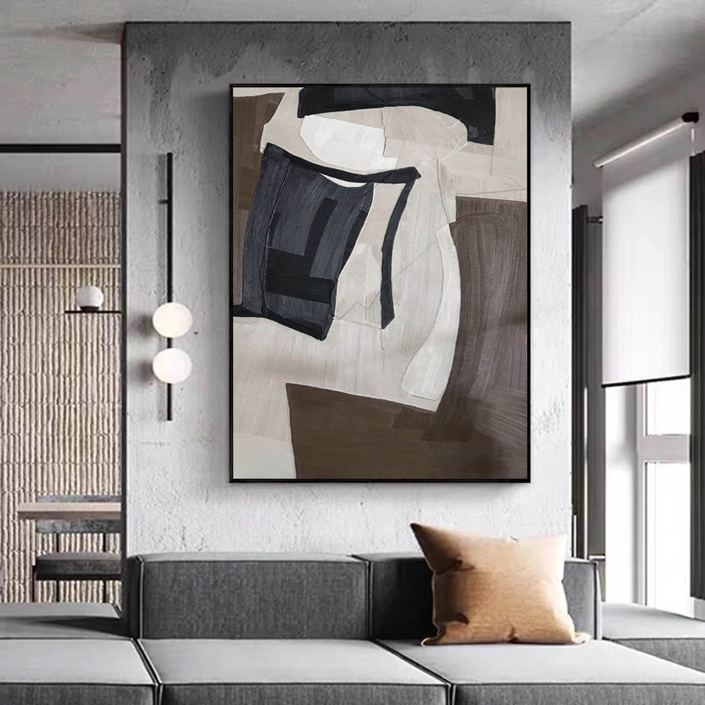 Contemporary Minimalist Geometric Oil Painting for Modern Home Decor