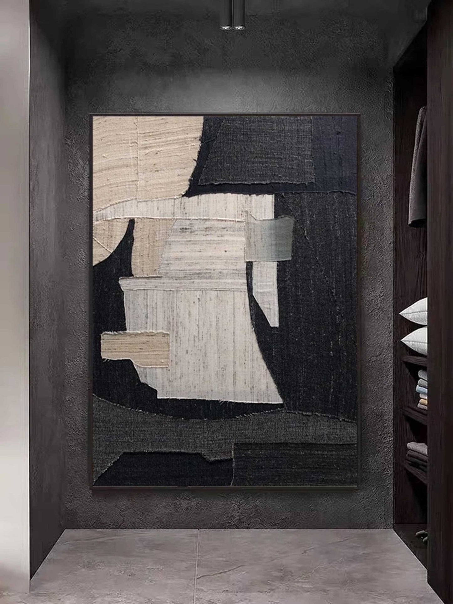 Contemporary Minimalist Geometric Oil Painting for Modern Home Decor