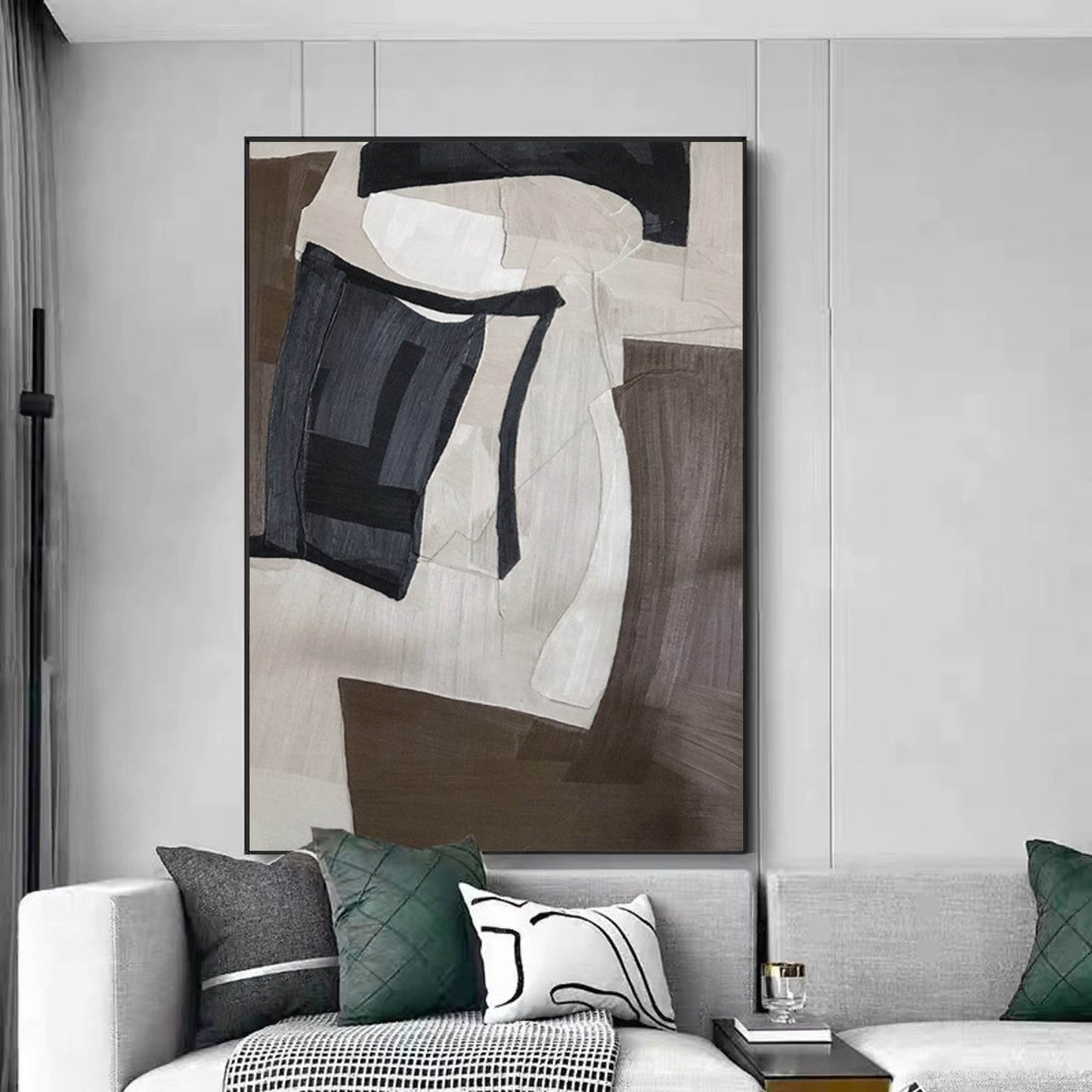 Contemporary Minimalist Geometric Oil Painting for Modern Home Decor