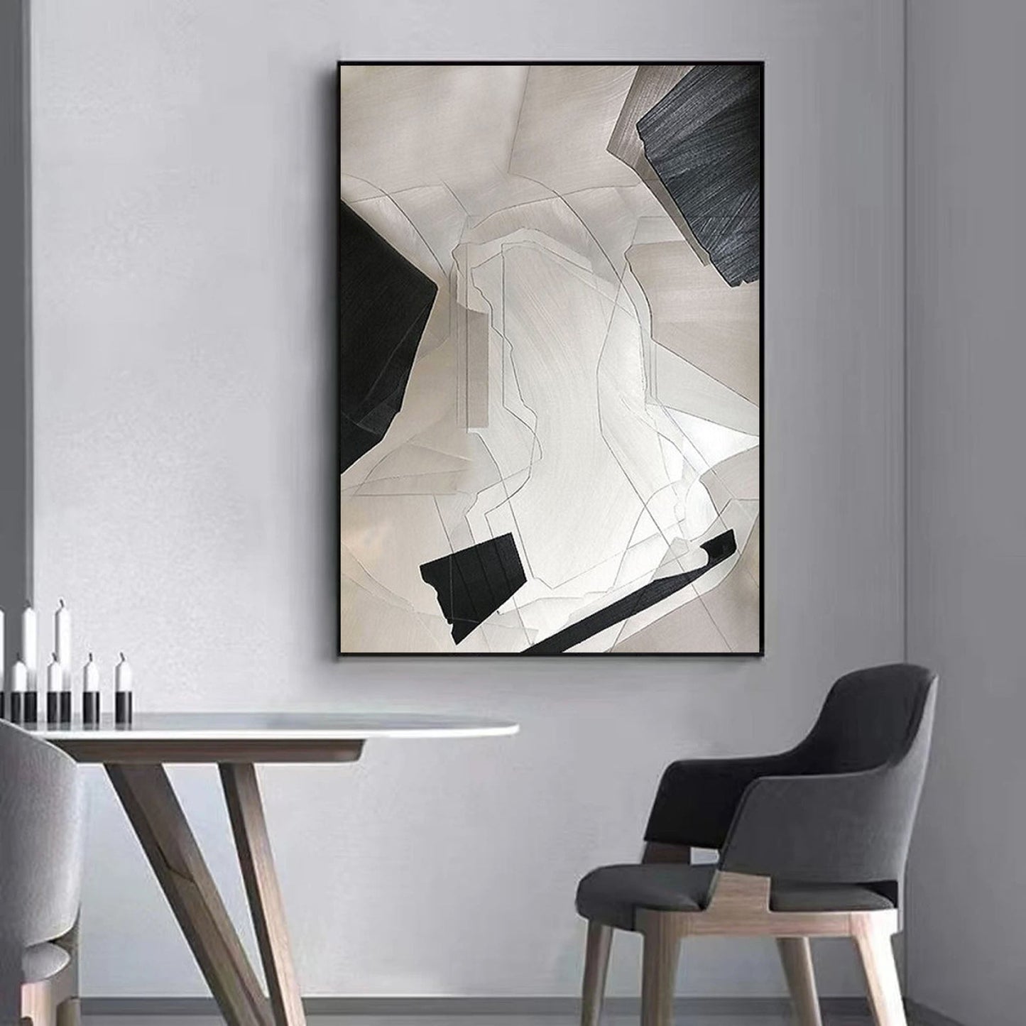 Modern Minimalist Geometric Oil Painting for Contemporary Home Decor