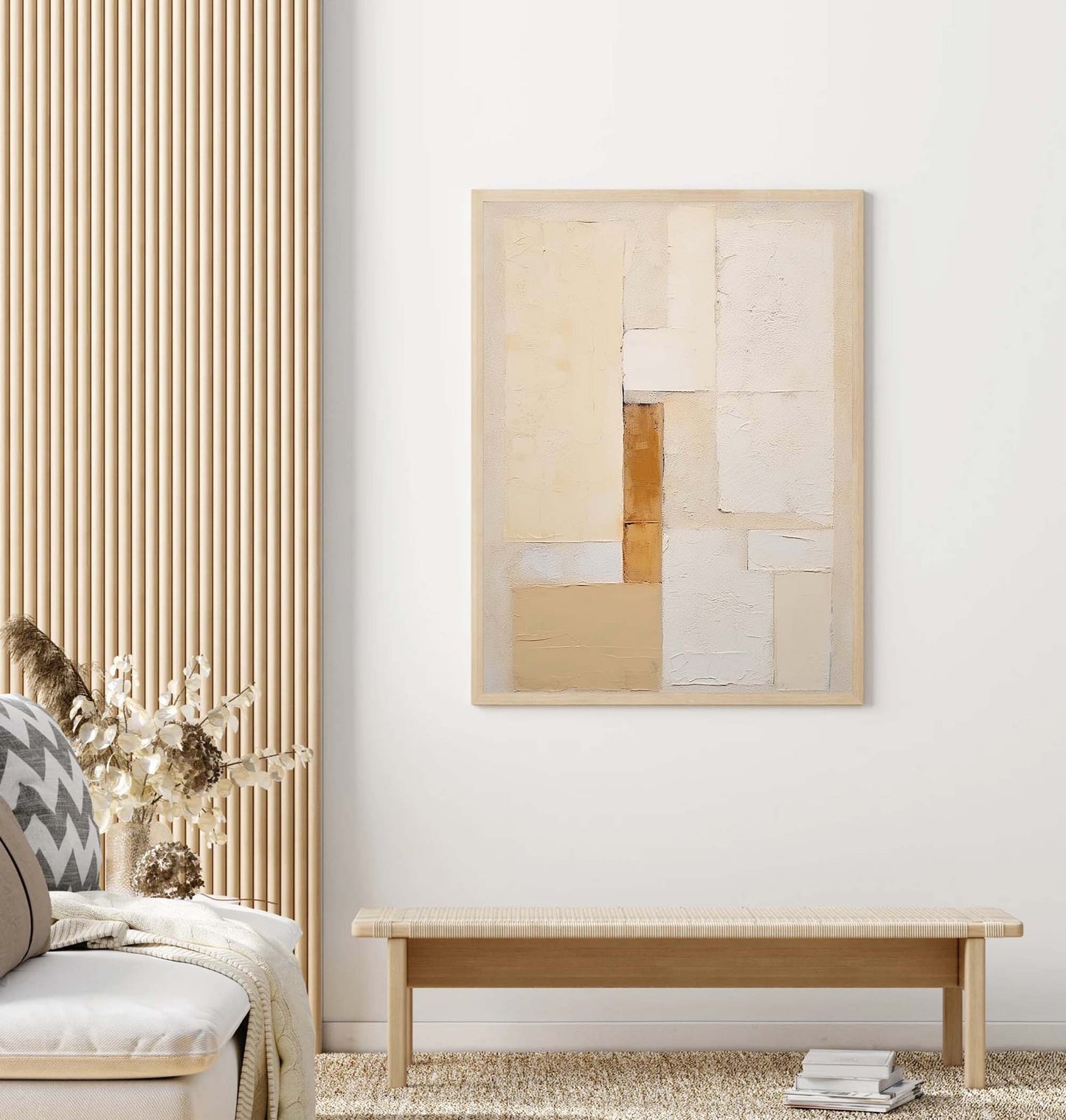 Elegant Minimalist Geometric Oil Painting for Modern Home Decor
