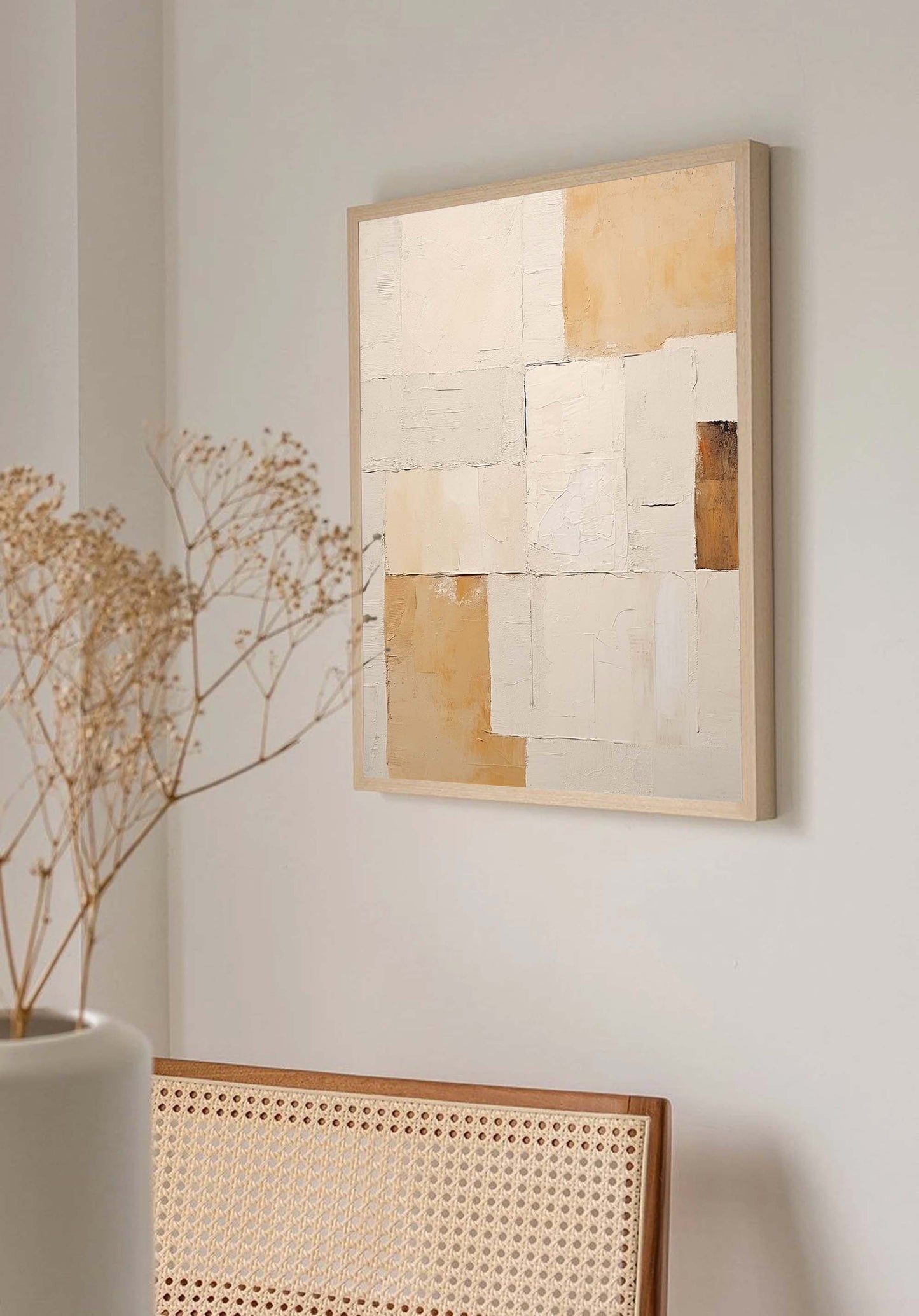 Elegant Minimalist Geometric Oil Painting for Modern Home Decor