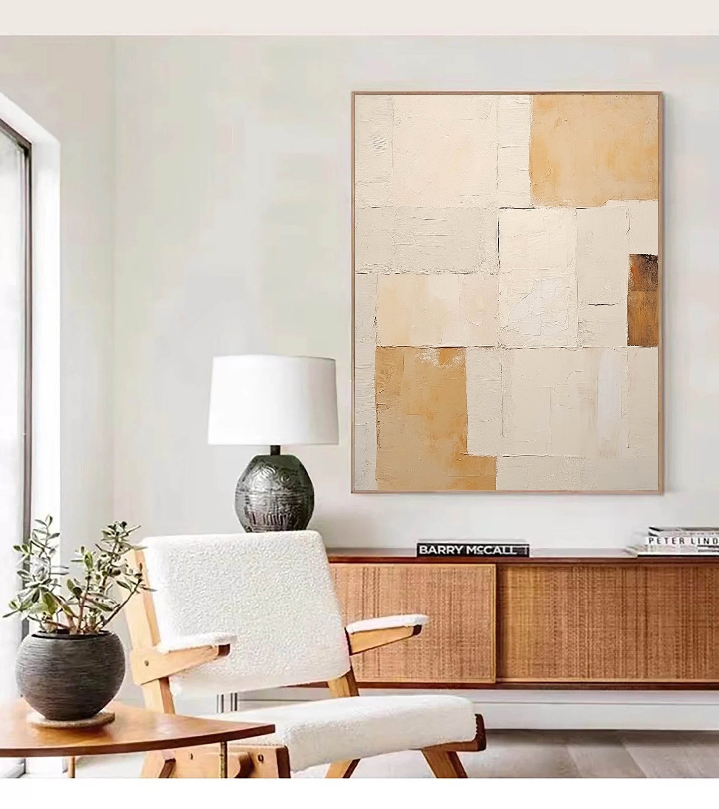 Elegant Minimalist Geometric Oil Painting for Modern Home Decor