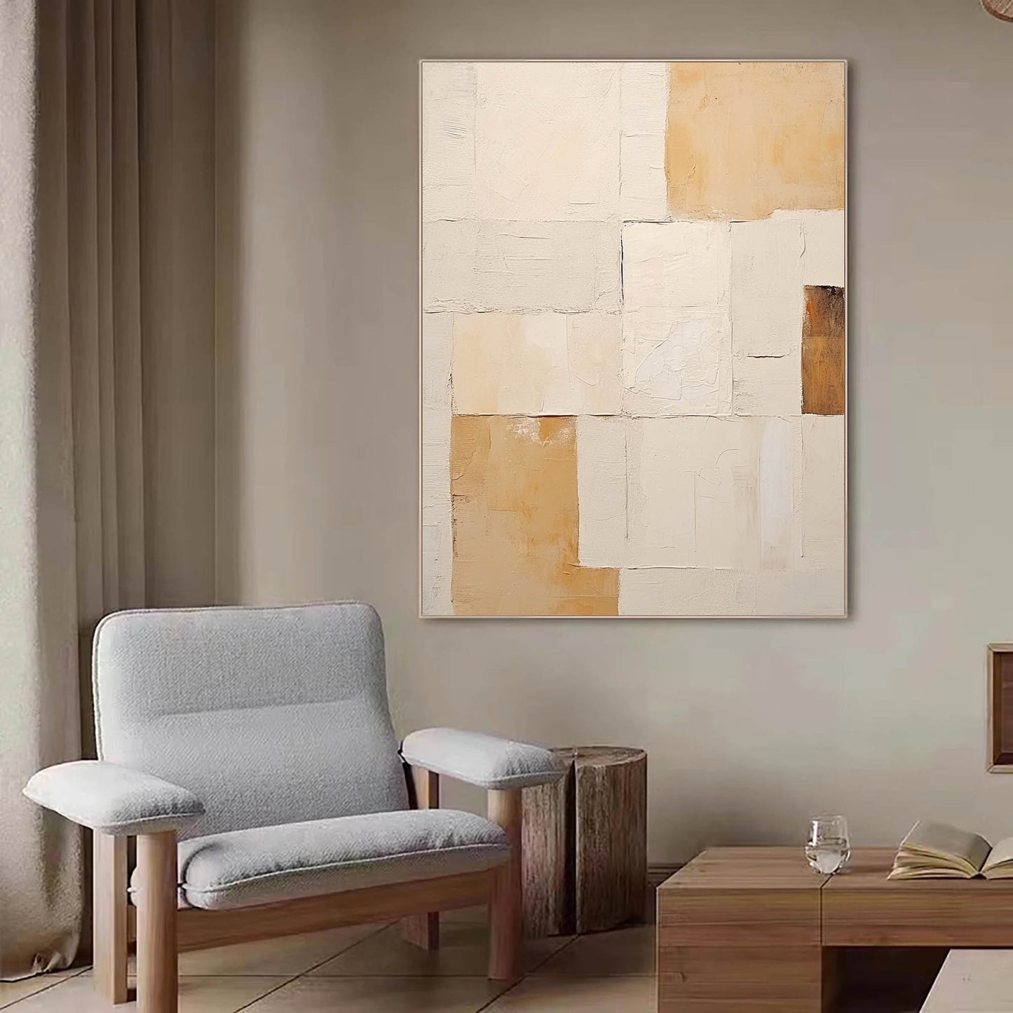 Elegant Minimalist Geometric Oil Painting for Modern Home Decor