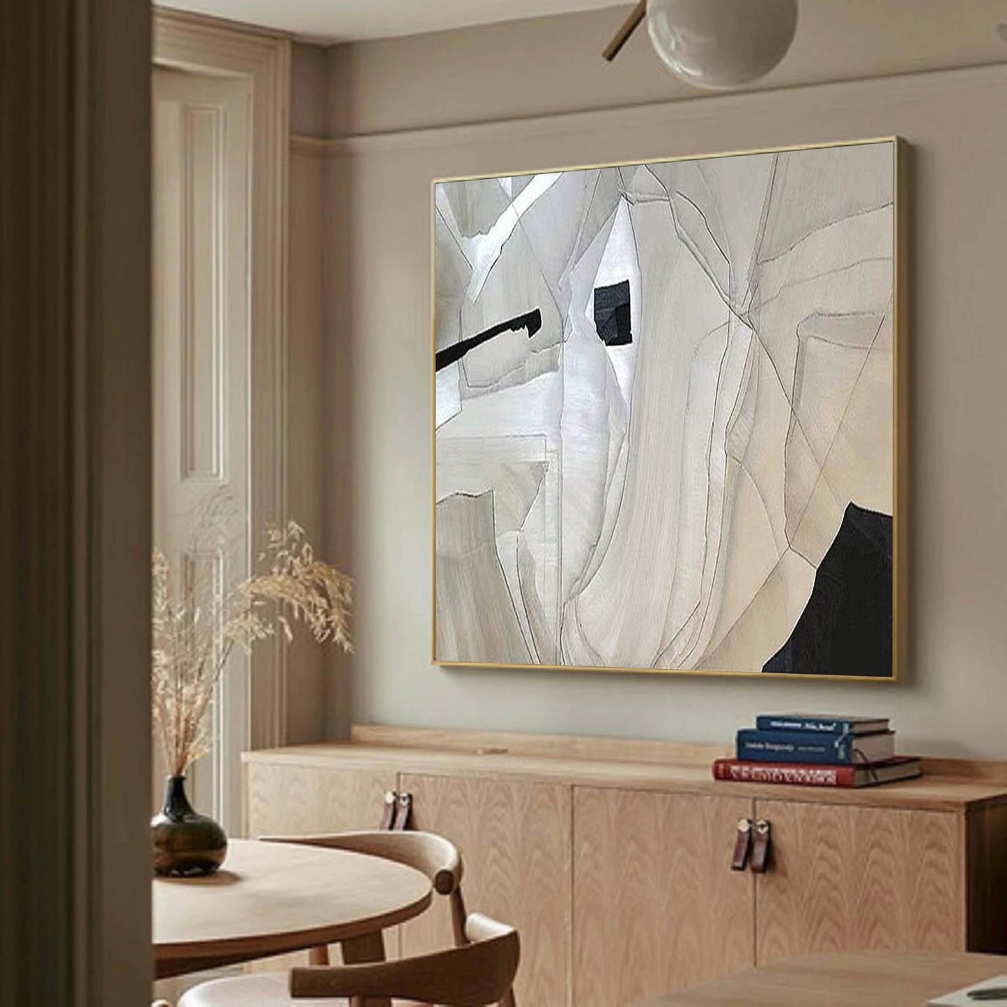 Contemporary Minimalist Geometric Oil Painting for Modern Home Decor